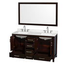 Sheffield 60" Free Standing Double Basin Vanity Set with Cabinet, Quartz Vanity Top, and Framed Mirror - image 2