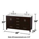 Sheffield 60" Free Standing Double Basin Vanity Set with Cabinet, Quartz Vanity Top, and Framed Mirror - image 6