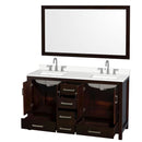 Sheffield 60" Free Standing Double Basin Vanity Set with Cabinet, Quartz Vanity Top, and Framed Mirror - image 11