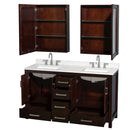 Sheffield 60" Free Standing Double Basin Vanity Set with Cabinet, Quartz Vanity Top, and Medicine Cabinet - image 2