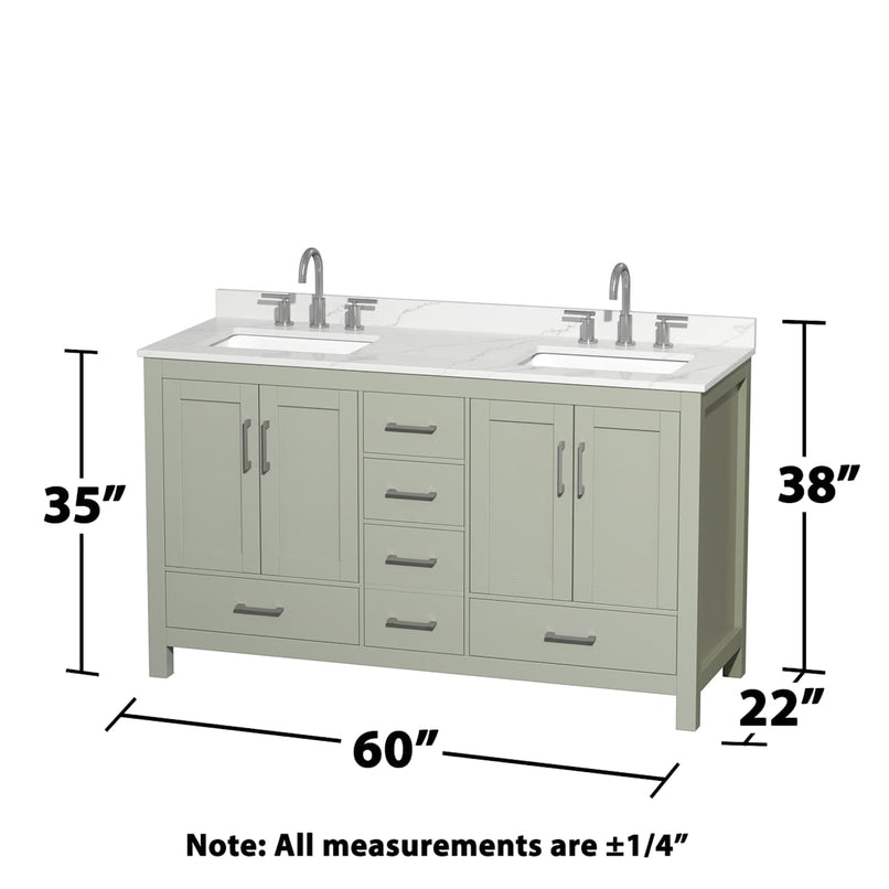 Sheffield 60" Free Standing Double Basin Vanity Set with Cabinet, Quartz Vanity Top, and Medicine Cabinet - image 5