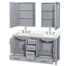 Sheffield 60" Free Standing Double Basin Vanity Set with Cabinet, Quartz Vanity Top, and Medicine Cabinet - image 17