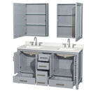 Sheffield 60" Free Standing Double Basin Vanity Set with Cabinet, Quartz Vanity Top, and Medicine Cabinet - image 18