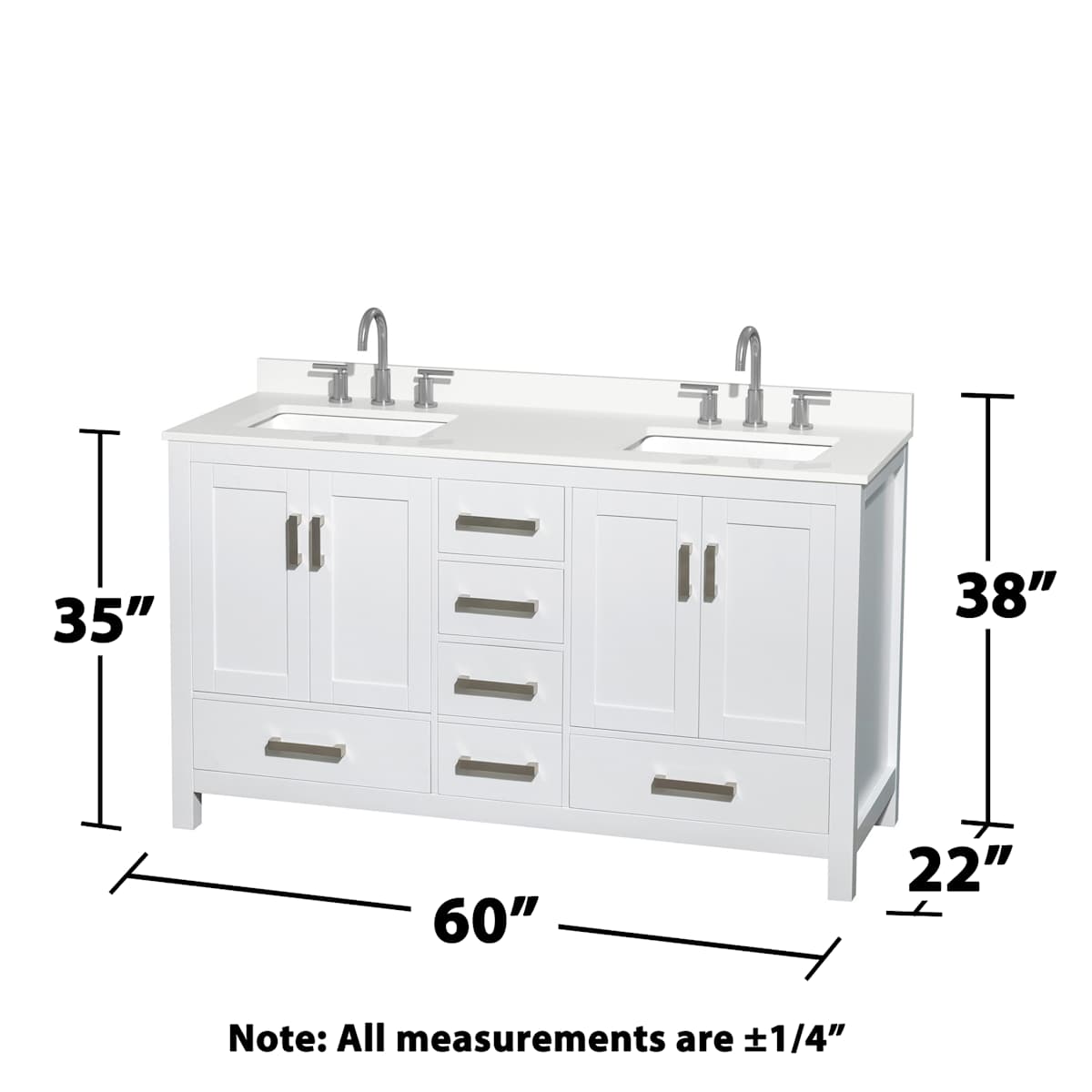 Sheffield 60" Free Standing Double Basin Vanity Set with Cabinet and Quartz Vanity Top