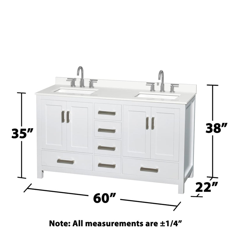 Sheffield 60" Free Standing Double Basin Vanity Set with Cabinet and Quartz Vanity Top - image 5