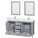 Sheffield 60" Free Standing Double Basin Vanity Set with Cabinet, Cultured Marble Vanity Top, and Framed Mirrors - image 2