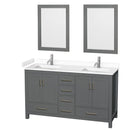 Sheffield 60" Free Standing Double Basin Vanity Set with Cabinet, Cultured Marble Vanity Top, and Framed Mirrors - image 10