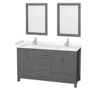 Sheffield 60" Free Standing Double Basin Vanity Set with Cabinet, Cultured Marble Vanity Top, and Framed Mirrors - image 11