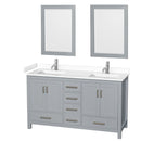 Sheffield 60" Free Standing Double Basin Vanity Set with Cabinet, Cultured Marble Vanity Top, and Framed Mirrors - image 13