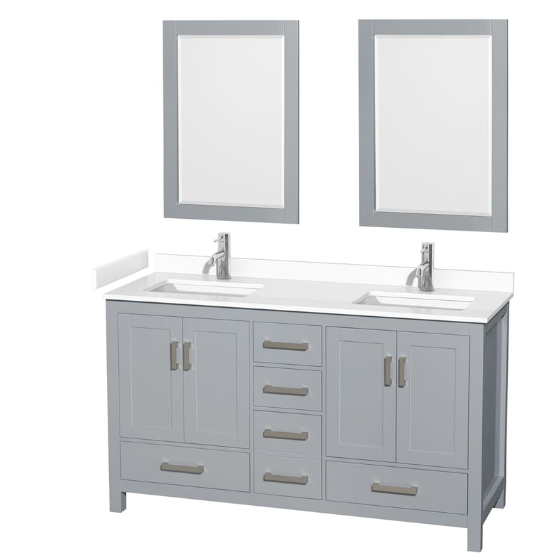 Sheffield 60" Free Standing Double Basin Vanity Set with Cabinet, Cultured Marble Vanity Top, and Framed Mirrors - image 13