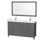 Sheffield 60" Free Standing Double Basin Vanity Set with Cabinet, Cultured Marble Vanity Top, and Framed Mirror - image 9