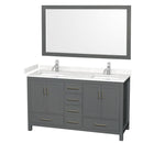 Sheffield 60" Free Standing Double Basin Vanity Set with Cabinet, Cultured Marble Vanity Top, and Framed Mirror - image 11