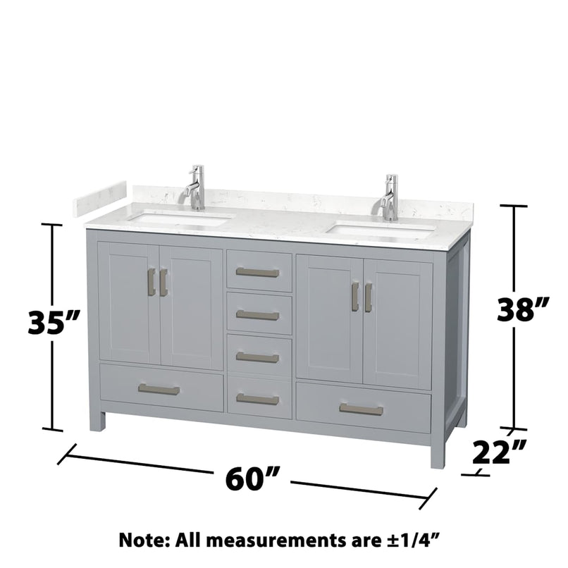 Sheffield 60" Free Standing Double Basin Vanity Set with Cabinet, Cultured Marble Vanity Top, and Medicine Cabinets - image 4