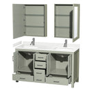 Sheffield 60" Free Standing Double Basin Vanity Set with Cabinet, Cultured Marble Vanity Top, and Medicine Cabinets - image 12