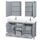 Sheffield 60" Free Standing Double Basin Vanity Set with Cabinet, Cultured Marble Vanity Top, and Medicine Cabinets - image 14