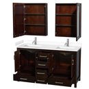 Sheffield 60" Free Standing Double Basin Vanity Set with Cabinet, Cultured Marble Vanity Top, and Medicine Cabinets - image 15