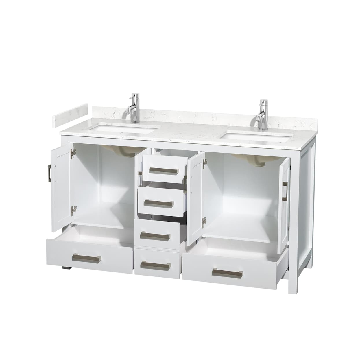 Sheffield 60" Free Standing Double Basin Vanity Set with Cabinet and Cultured Marble Vanity Top - image 8