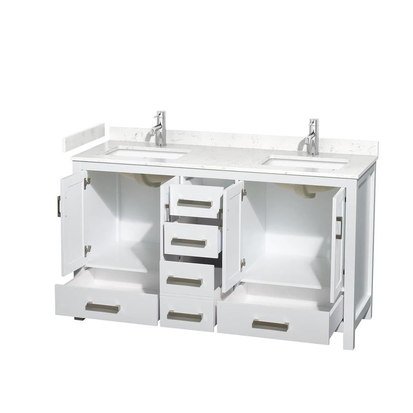 Sheffield 60" Free Standing Double Basin Vanity Set with Cabinet and Cultured Marble Vanity Top - image 8