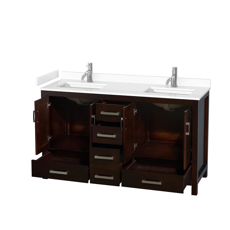 Sheffield 60" Free Standing Double Basin Vanity Set with Cabinet and Cultured Marble Vanity Top - image 13