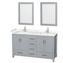 Sheffield 60" Free Standing Double Basin Vanity Set with Cabinet, Cultured Marble Vanity Top, and Framed Mirrors - image 1