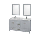 Sheffield 60" Free Standing Double Basin Vanity Set with Hardwood Cabinet, Marble Vanity Top, Framed Mirrors, and Undermount Rectangular Sinks - image 1