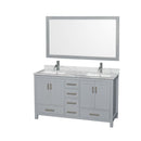Sheffield 60" Free Standing Double Basin Vanity Set with Cabinet, Marble Vanity Top, and Framed Mirror - image 1