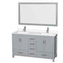Sheffield 60" Free Standing Double Basin Vanity Set with Cabinet, Quartz Vanity Top, and Framed Mirror - image 1