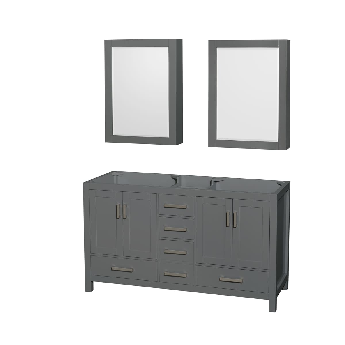 Sheffield 60" Double Free Standing Vanity Cabinet - Less Vanity Top