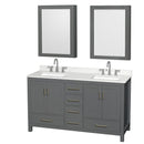 Sheffield 60" Free Standing Double Basin Vanity Set with Cabinet, Quartz Vanity Top, and Medicine Cabinet - image 1