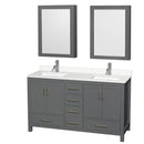 Sheffield 60" Free Standing Double Basin Vanity Set with Cabinet, Quartz Vanity Top, and Medicine Cabinet - image 1