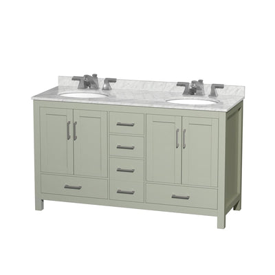 Sheffield 60" Free Standing Double Basin Vanity Set with Cabinet and Marble Vanity Top - image 1