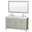 Sheffield 60" Free Standing Double Basin Vanity Set with Cabinet, Quartz Vanity Top, and Framed Mirror - image 1