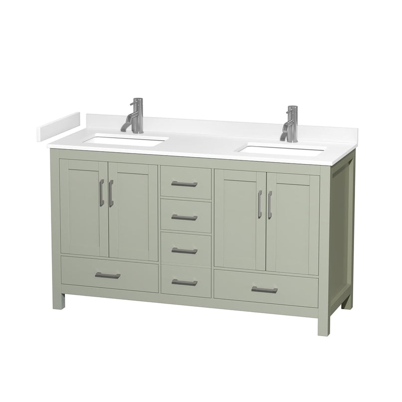 Sheffield 60" Free Standing Double Basin Vanity Set with Cabinet and Cultured Marble Vanity Top - image 1