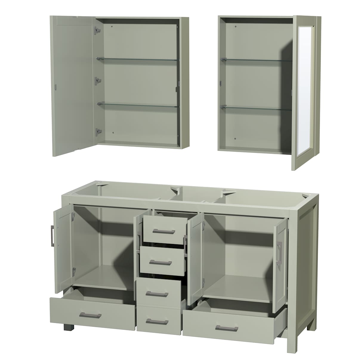 Sheffield 60" Double Free Standing Vanity Cabinet - Less Vanity Top