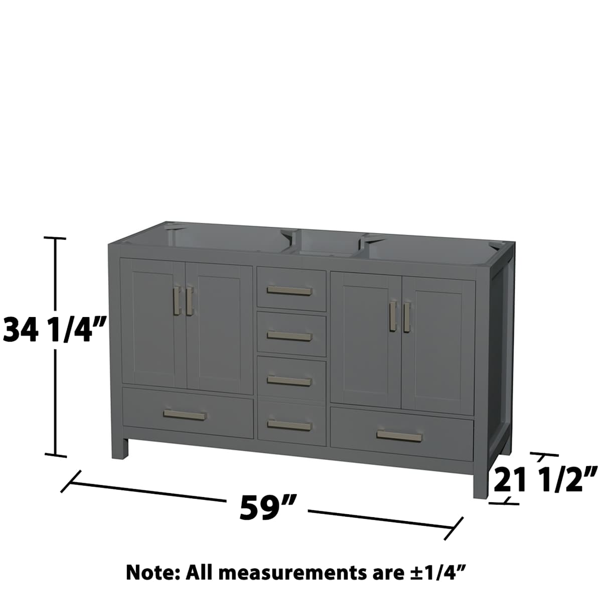 Sheffield 60" Double Free Standing Vanity Cabinet Only - Less Vanity Top - image 2
