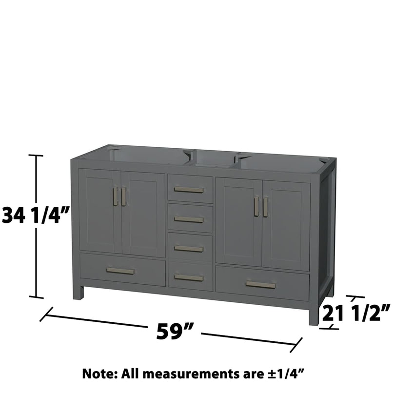 Sheffield 60" Double Free Standing Vanity Cabinet Only - Less Vanity Top - image 2