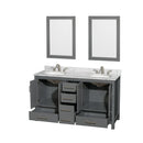 Sheffield 60" Free Standing Double Basin Vanity Set with Hardwood Cabinet, Marble Vanity Top, Framed Mirrors, and Undermount Oval Sinks - image 6