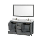 Sheffield 60" Free Standing Double Basin Vanity Set with Cabinet, Marble Vanity Top, and Framed Mirror - image 6