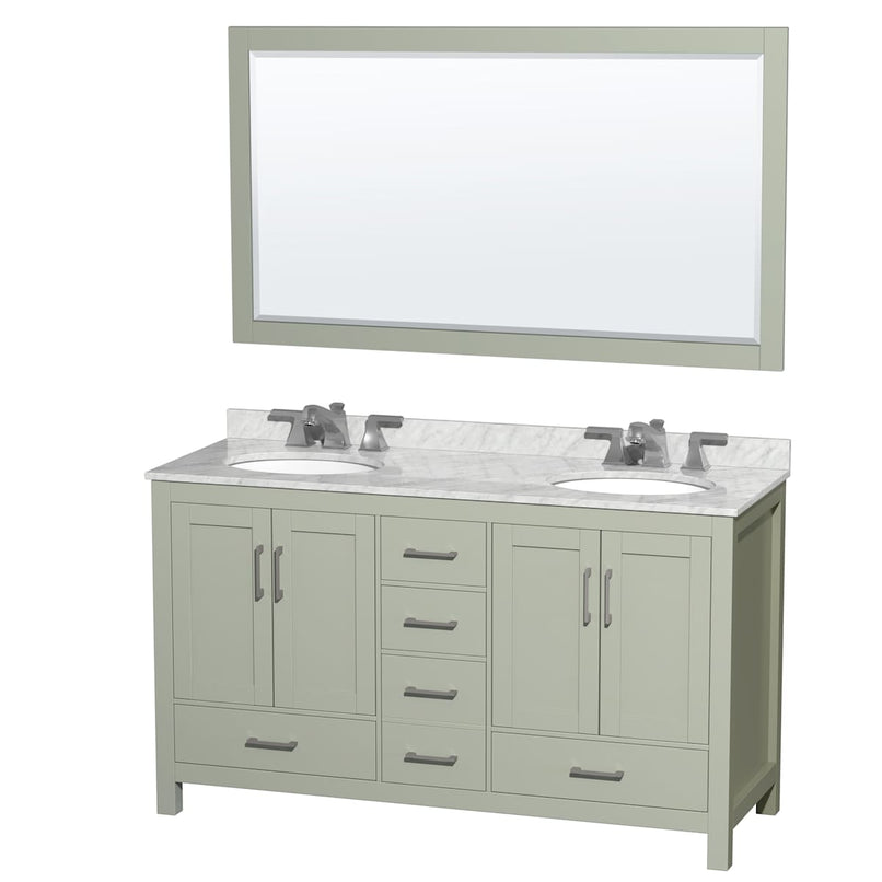 Sheffield 60" Free Standing Double Basin Vanity Set with Cabinet, Marble Vanity Top, and Framed Mirror - image 17