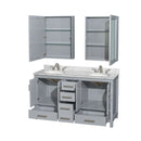 Sheffield 60" Free Standing Double Basin Vanity Set with Cabinet, Marble Vanity Top, and Medicine Cabinets - image 2