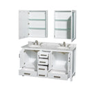 Sheffield 60" Free Standing Double Basin Vanity Set with Cabinet, Marble Vanity Top, and Medicine Cabinets - image 12
