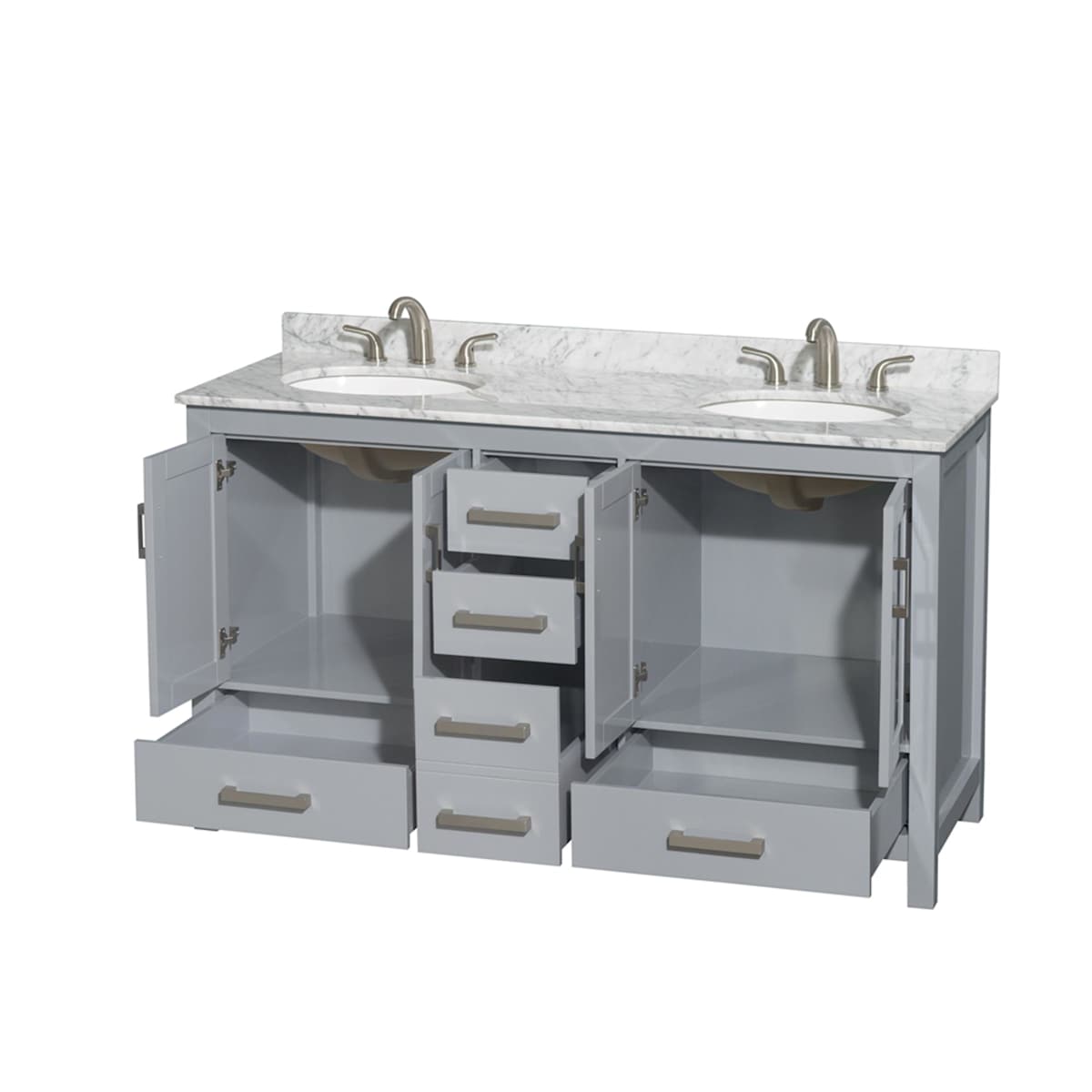Sheffield 60" Free Standing Double Basin Vanity Set with Cabinet and Marble Vanity Top - image 2
