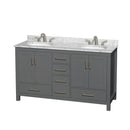 Sheffield 60" Free Standing Double Basin Vanity Set with Cabinet and Marble Vanity Top - image 4