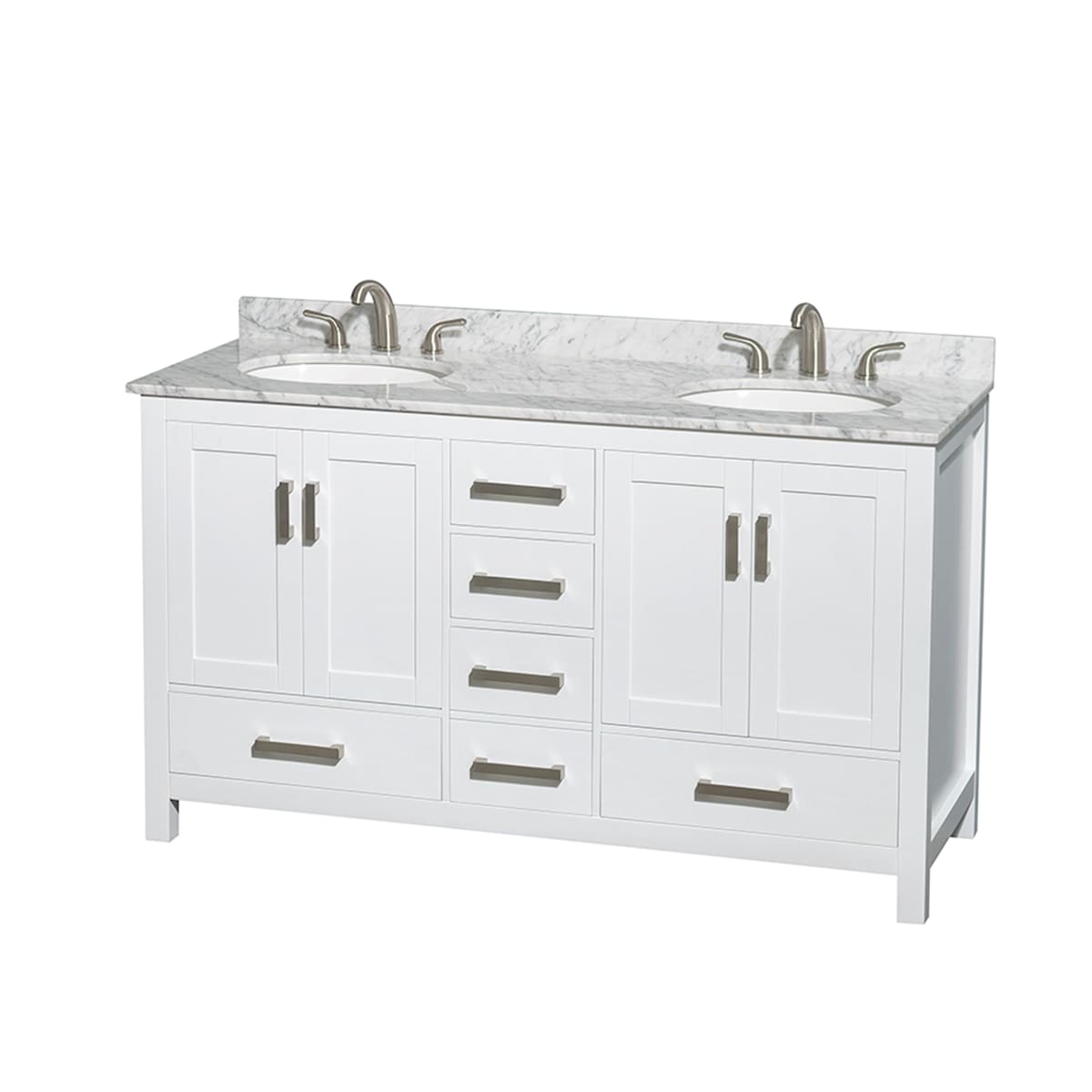 Sheffield 60" Free Standing Double Basin Vanity Set with Cabinet and Marble Vanity Top