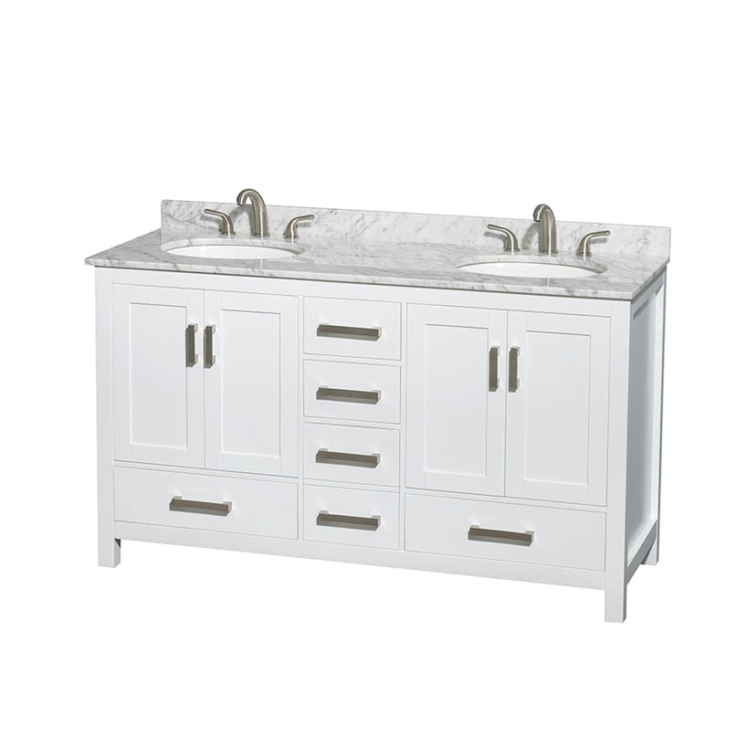Sheffield 60" Free Standing Double Basin Vanity Set with Cabinet and Marble Vanity Top - image 7