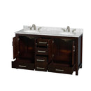 Sheffield 60" Free Standing Double Basin Vanity Set with Cabinet and Marble Vanity Top - image 11