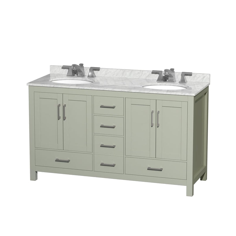 Sheffield 60" Free Standing Double Basin Vanity Set with Cabinet and Marble Vanity Top - image 13