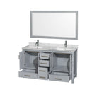 Sheffield 60" Free Standing Double Basin Vanity Set with Cabinet, Marble Vanity Top, and Framed Mirror - image 2