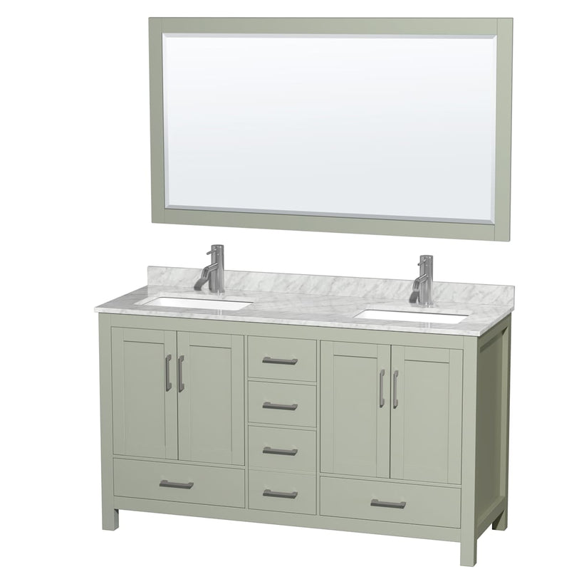 Sheffield 60" Free Standing Double Basin Vanity Set with Cabinet, Marble Vanity Top, and Framed Mirror - image 17