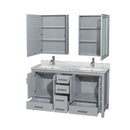 Sheffield 60" Free Standing Double Basin Vanity Set with Cabinet, Marble Vanity Top, and Medicine Cabinets - image 2